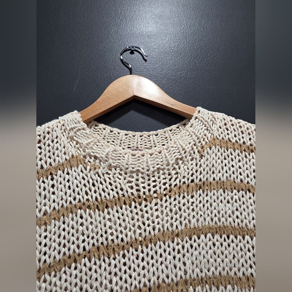 Free People Women's Wave After Wave Loopy Knit Sleeveless Sweater Sz M Tan Cream - Picture 4 of 13